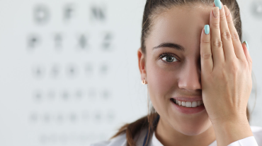 woman undergoing eyesight evaluation