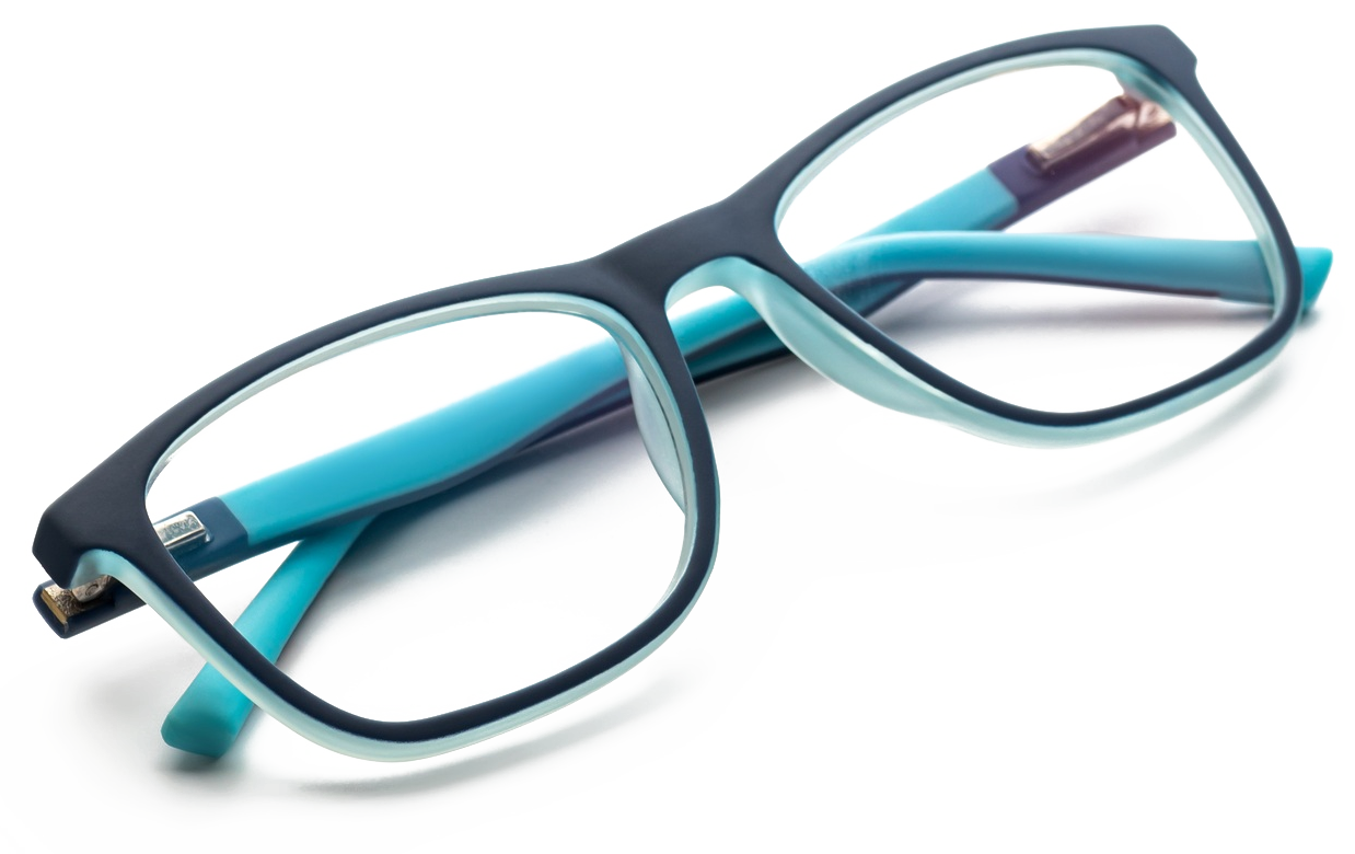 children's glasses on white background. Corrective spectacles for boys with eye issues. Glasses